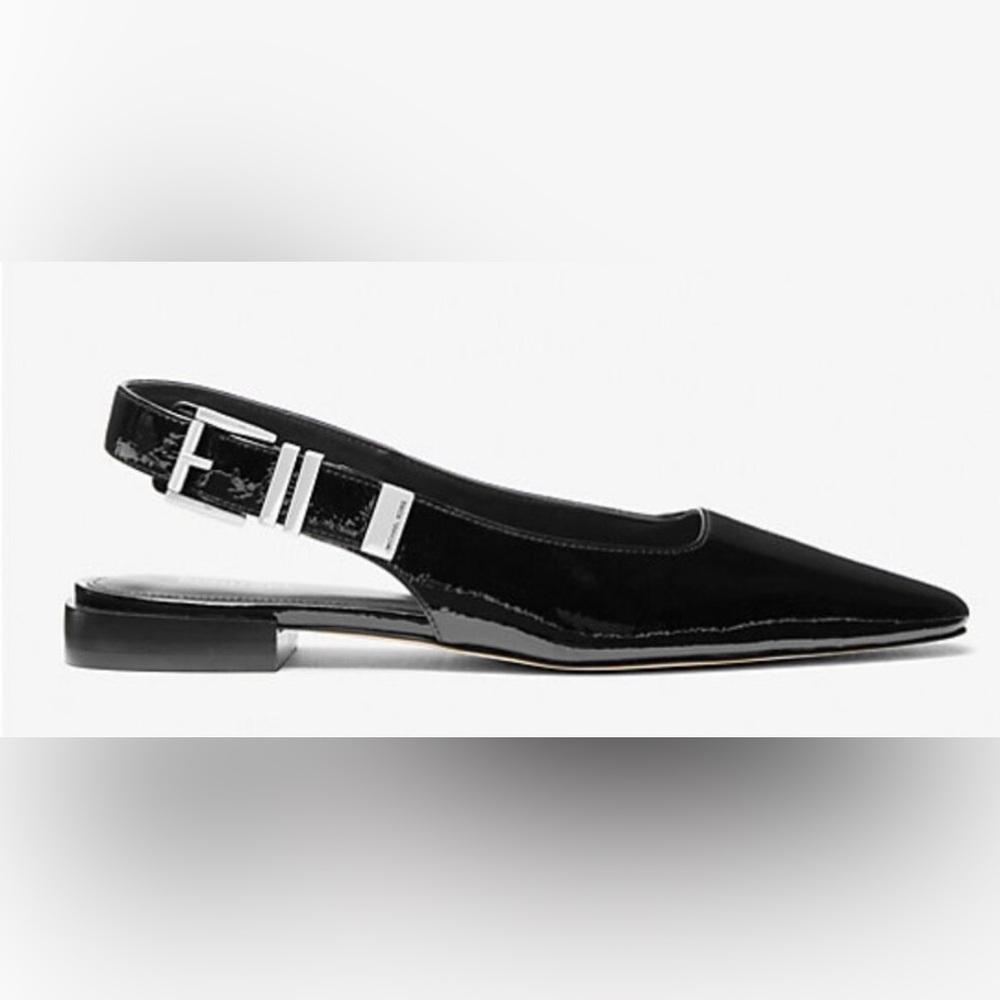 Michael Michael Kors Darrington  Black Patent Leather‎ Slingback Flats Size 7 - Picture 3 of 7